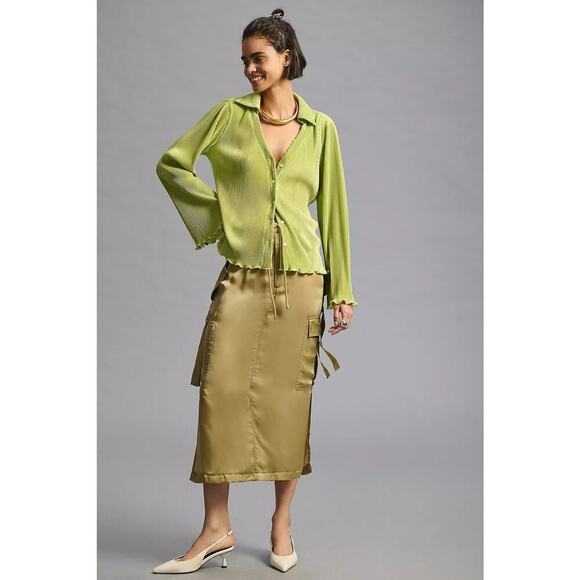 Dolan Lettuce Hem Top Green Medium - Picture 3 of 7